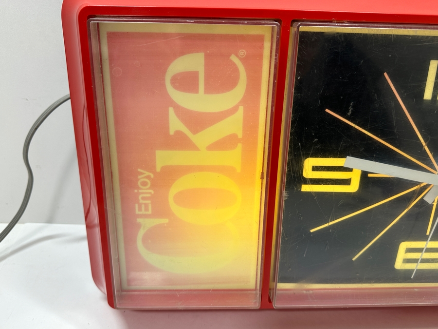 Vintage 1984 Enjoy Coke Advertising Illuminated Electronic Clock 21W X 12.5H X 5D [Photo 5]