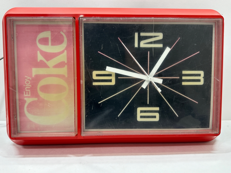 Vintage 1984 Enjoy Coke Advertising Illuminated Electronic Clock 21W X 12.5H X 5D [Photo 7]