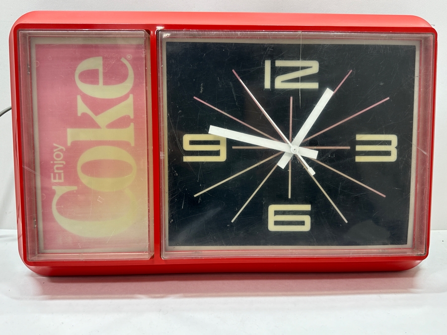 Vintage 1984 Enjoy Coke Advertising Illuminated Electronic Clock 21W X 12.5H X 5D [Photo 6]