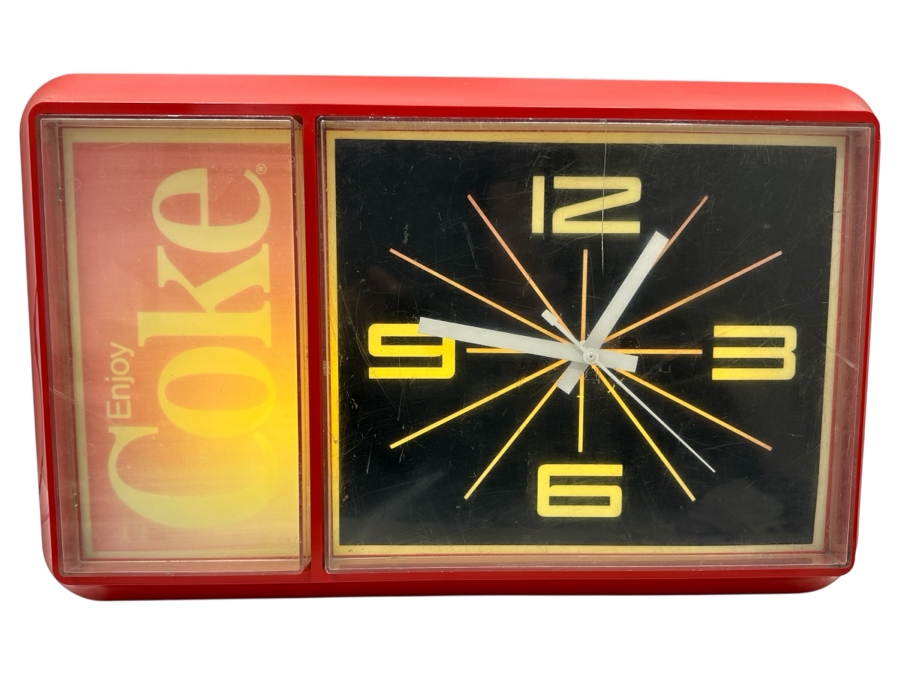 Vintage 1984 Enjoy Coke Advertising Illuminated Electronic Clock 21W X 12.5H X 5D
