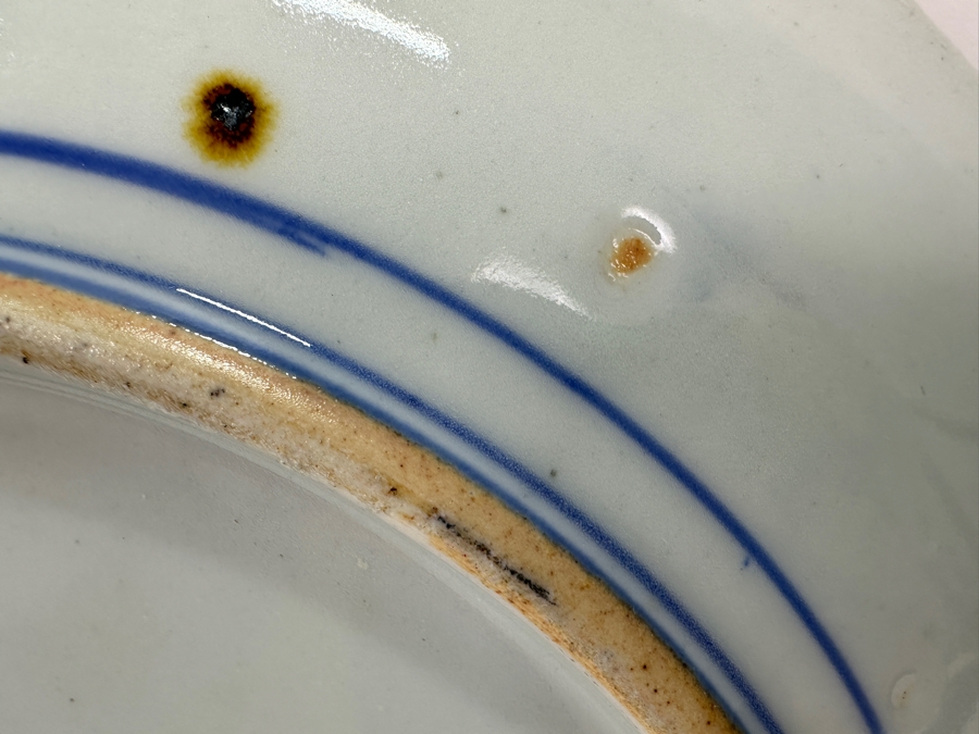 Vintage Japanese Hand Painted Blue & White Porcelain Dish Charger Plate 12.25'W [Photo 9]