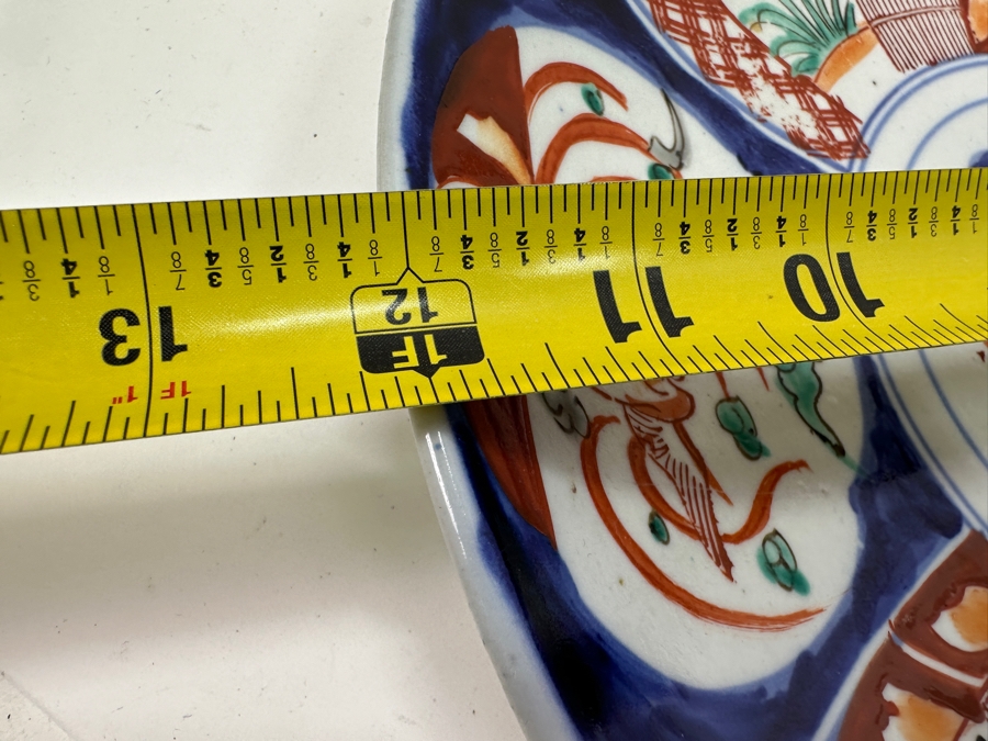 Vintage Japanese Hand Painted Imari Porcelain Charger Dish 12.25'W [Photo 10]
