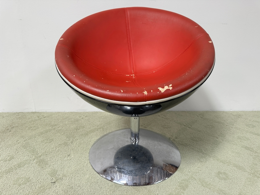 Small Half Moon Swivel Chair With Chrome Base 28W X 29H [Photo 2]