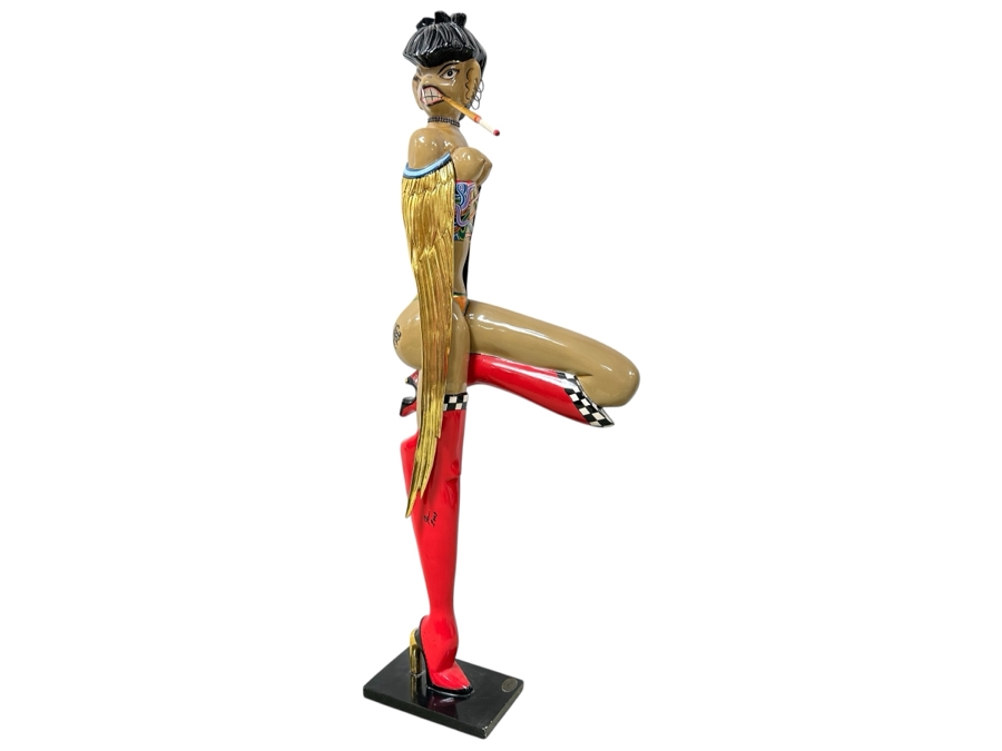 Tom's Drag Toms Company Hand Painted Sculpture Leg Is Signed 21W X 8D X 57H
