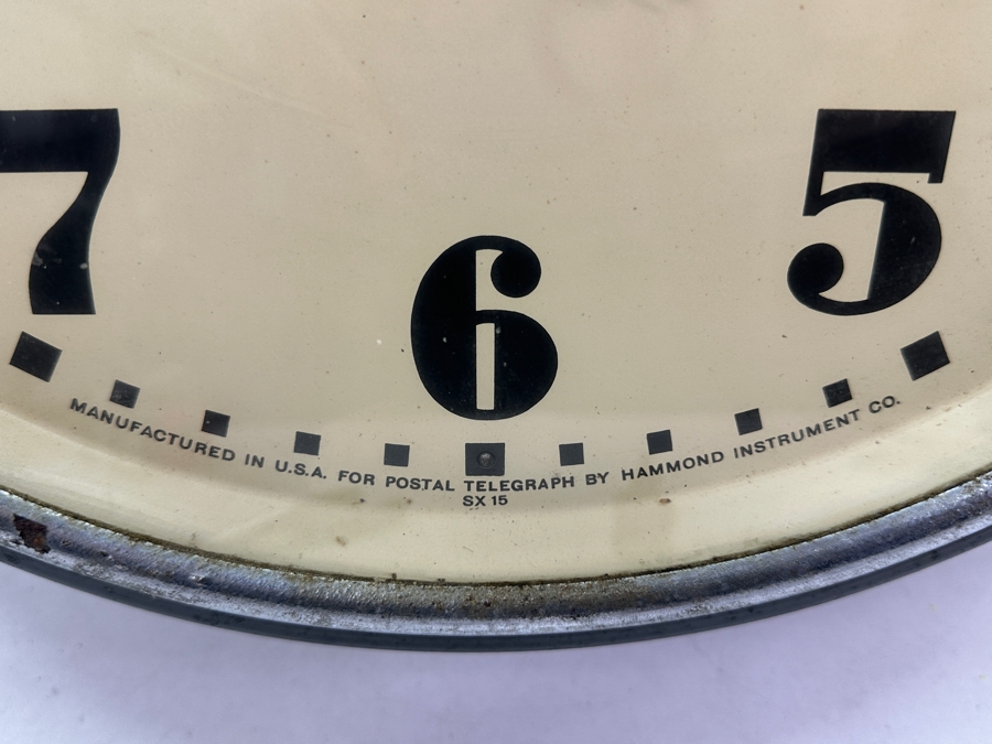 Antique Postal Telegraph Synchronous Electric Time Round Metal Wall Clock Working With Mechanical Start 20' [Photo 4]