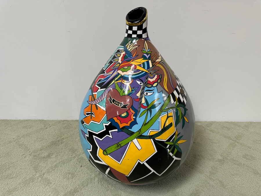 Tom's Drag Toms Company Hand Painted Large Oversized Gourd Style Vase 36'H [Photo 2]