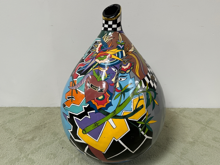 Tom's Drag Toms Company Hand Painted Large Oversized Gourd Style Vase 36'H [Photo 3]