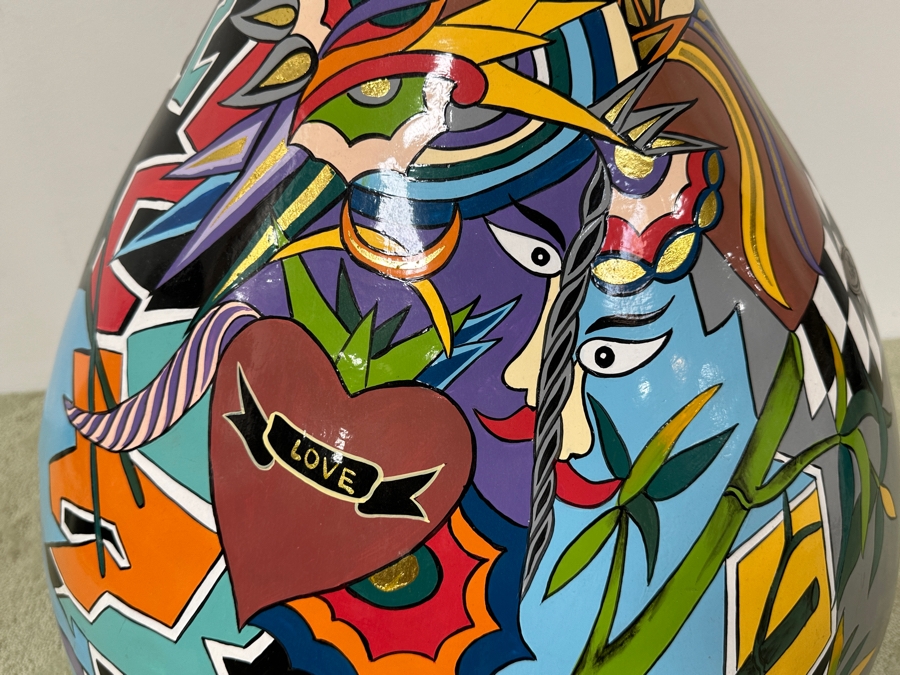 Tom's Drag Toms Company Hand Painted Large Oversized Gourd Style Vase 36'H [Photo 4]