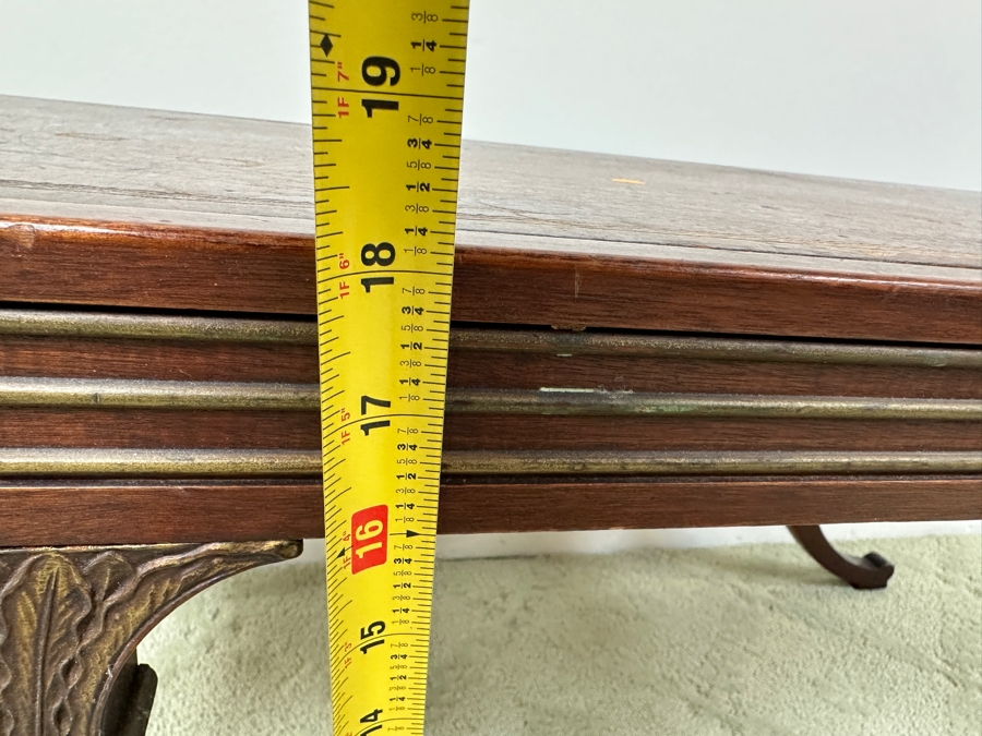 Antique Leather Top Wooden Coffee Table By B. & S. Co. Brown And Simonds Of Boston, Mass. 39.5W X 19.5D X 18H [Photo 7]