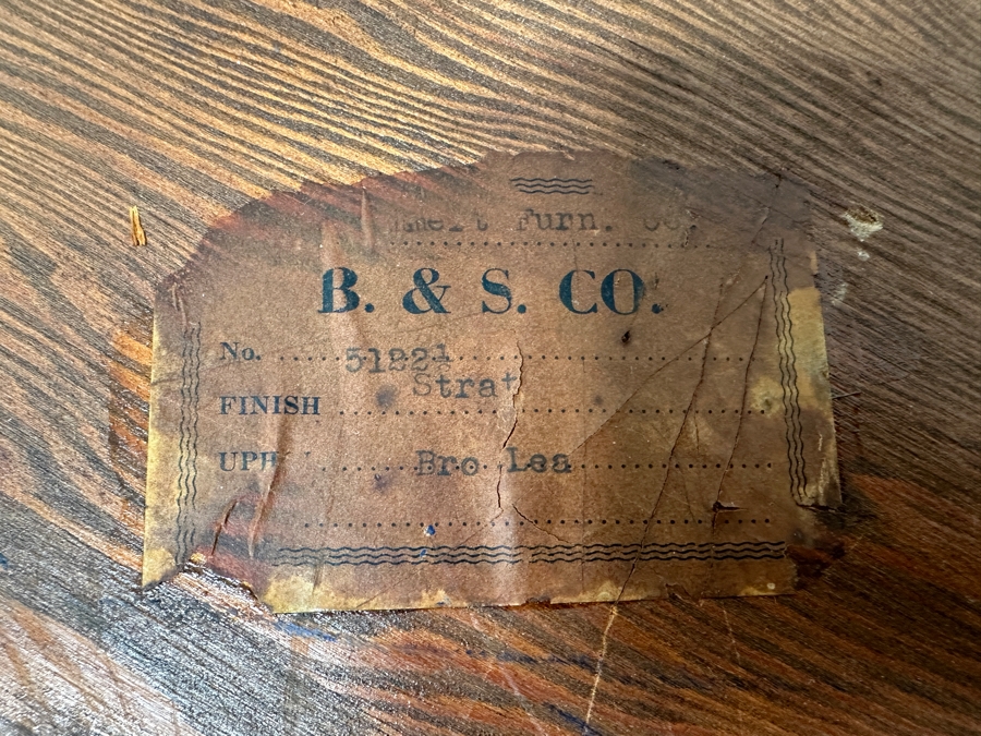 Antique Leather Top Wooden Coffee Table By B. & S. Co. Brown And Simonds Of Boston, Mass. 39.5W X 19.5D X 18H [Photo 9]