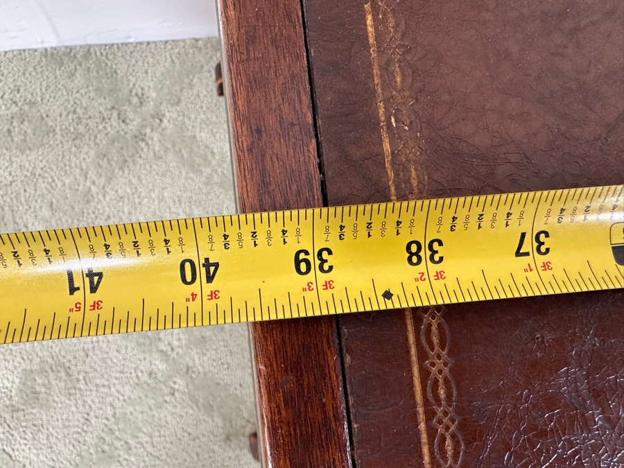 Antique Leather Top Wooden Coffee Table By B. & S. Co. Brown And Simonds Of Boston, Mass. 39.5W X 19.5D X 18H [Photo 5]