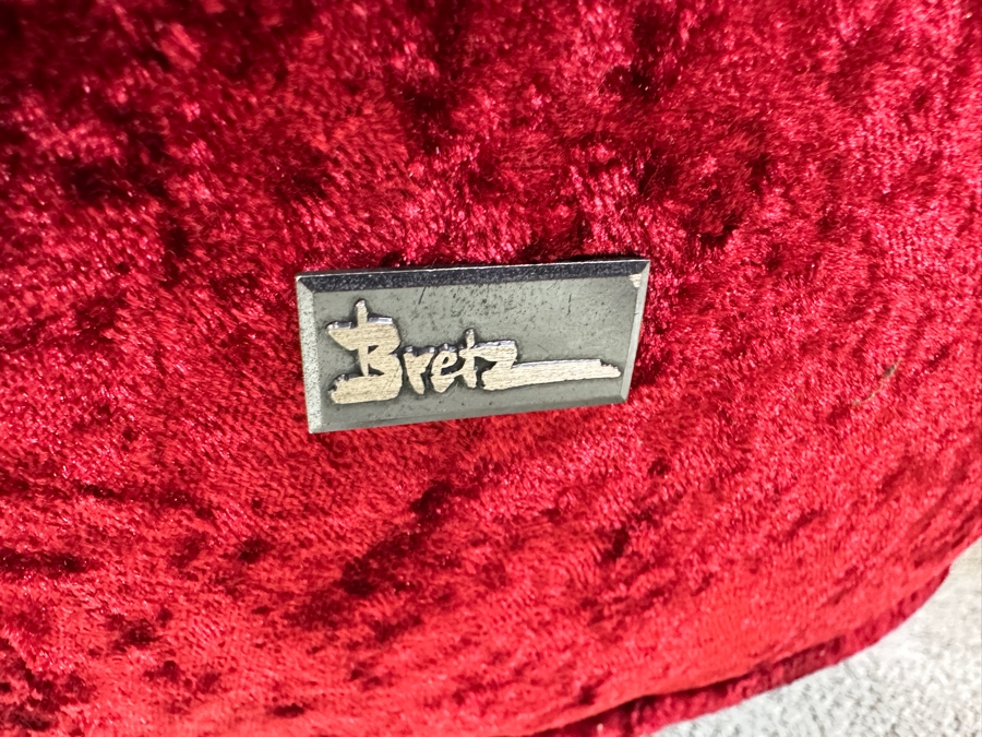 Pair Of Iconic Bretz Furniture Designer Red Velvet Lounge Chairs Made In Germany 26W X 27D X 49H [Photo 8]