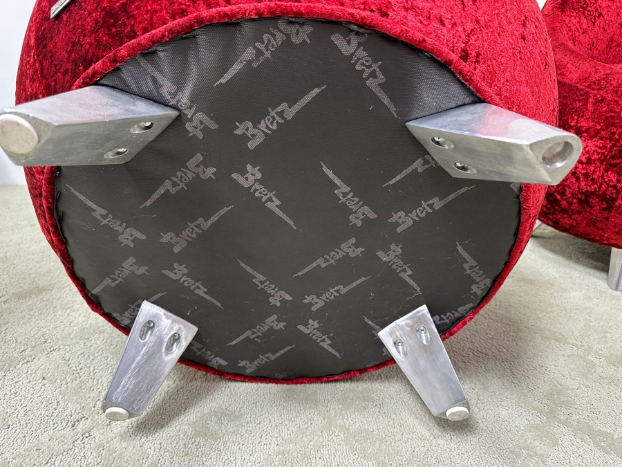 Pair Of Iconic Bretz Furniture Designer Red Velvet Lounge Chairs Made In Germany 26W X 27D X 49H [Photo 12]