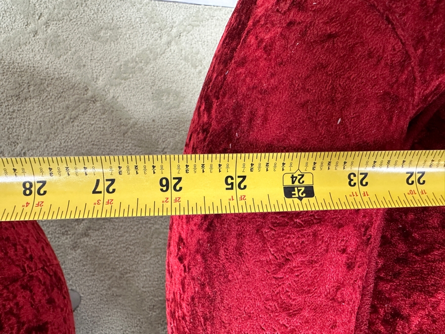 Pair Of Iconic Bretz Furniture Designer Red Velvet Lounge Chairs Made In Germany 26W X 27D X 49H [Photo 10]