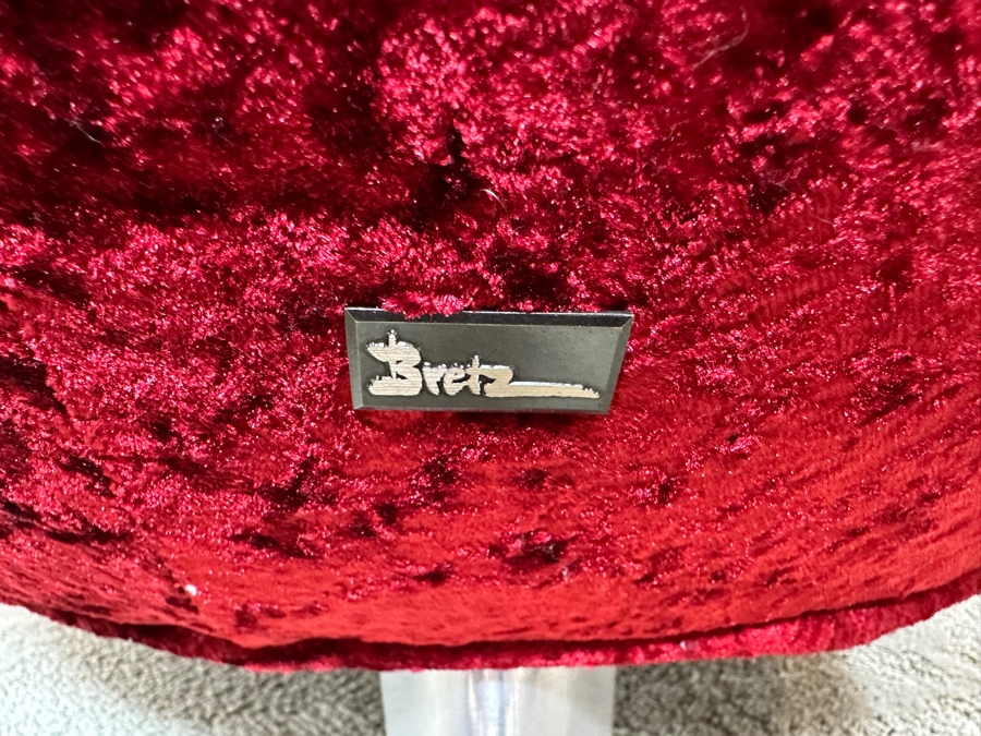 Pair Of Iconic Bretz Furniture Designer Red Velvet Lounge Chairs Made In Germany 26W X 27D X 49H [Photo 9]