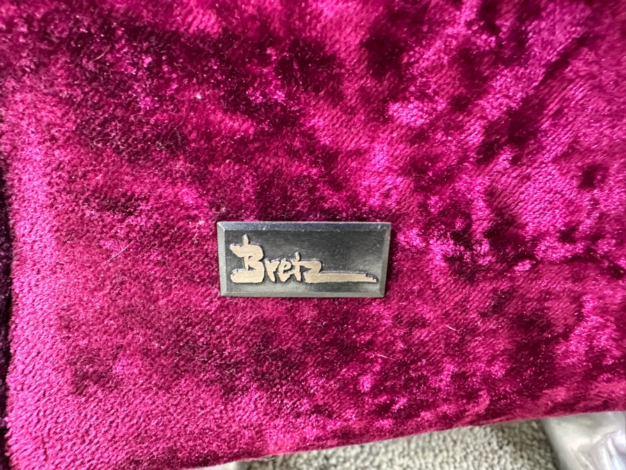 Set Of Four Iconic Bretz Furniture Designer Purple Velvet Dining Chairs Made In Germany 18W X 31D X 49H [Photo 9]