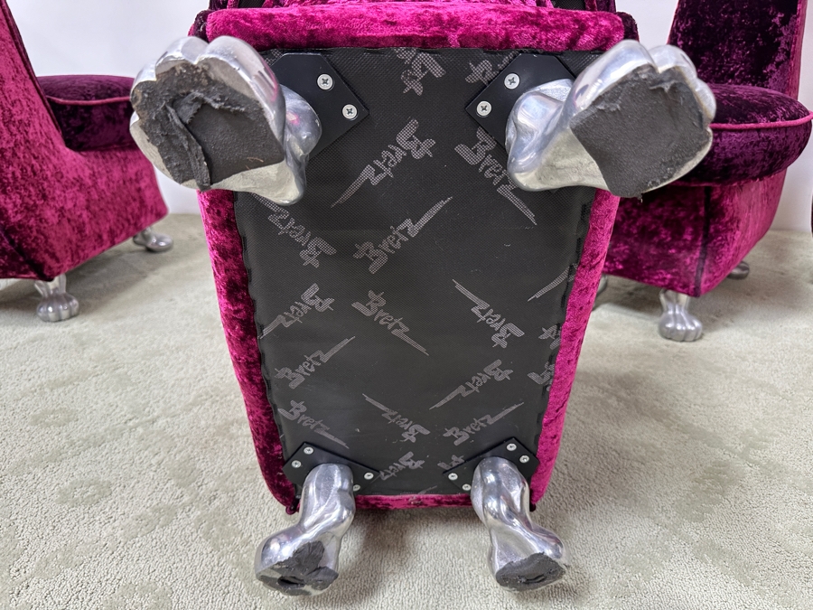 Set Of Four Iconic Bretz Furniture Designer Purple Velvet Dining Chairs Made In Germany 18W X 31D X 49H [Photo 13]