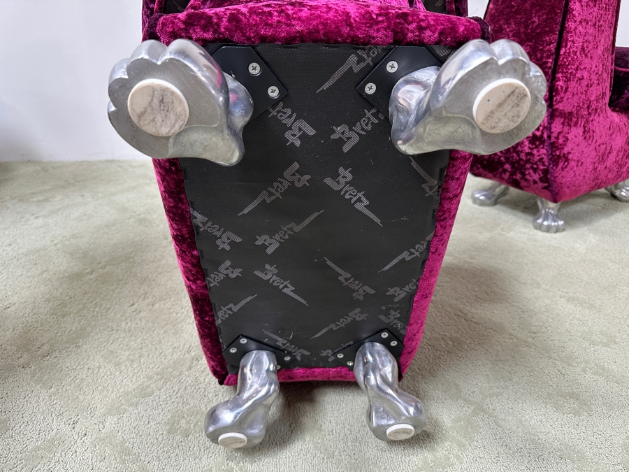 Set Of Four Iconic Bretz Furniture Designer Purple Velvet Dining Chairs Made In Germany 18W X 31D X 49H [Photo 14]