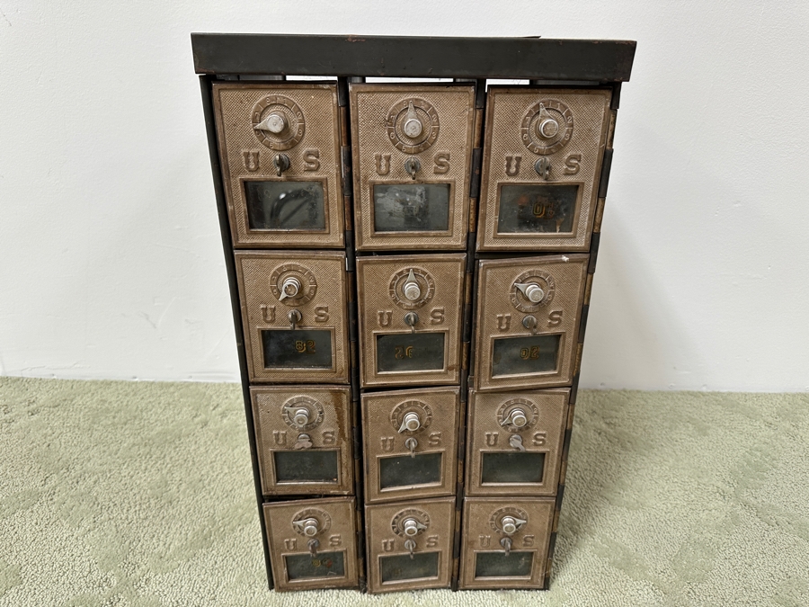 Vintage Metal American Apartment United States Post Office Box Cabinet 12W X 22H X 13D [Photo 2]