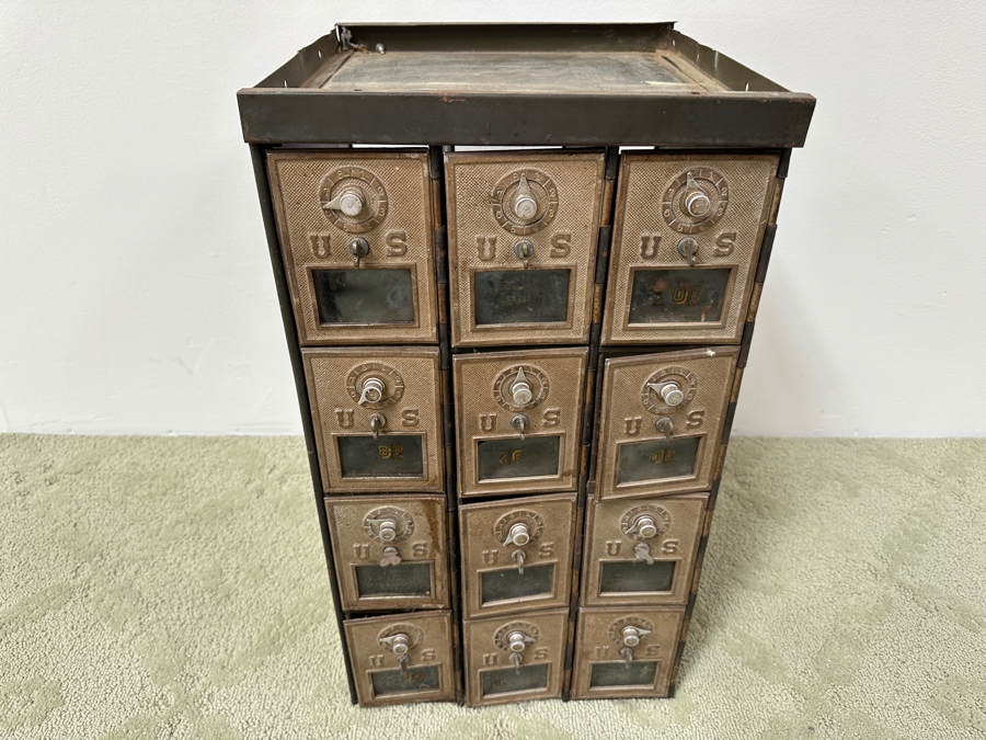 Vintage Metal American Apartment United States Post Office Box Cabinet 12W X 22H X 13D [Photo 3]