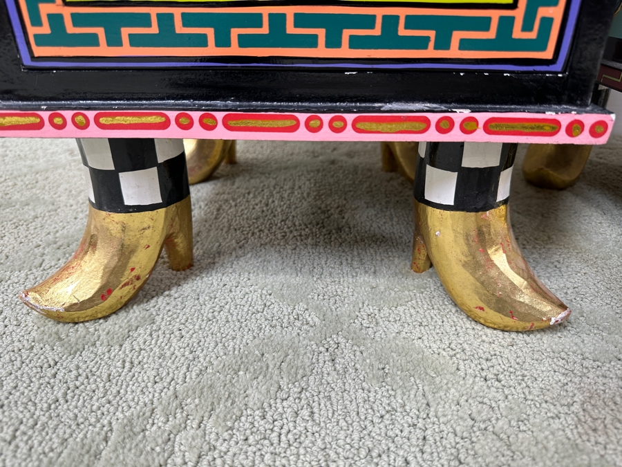 Tom's Drag Toms Company Hand Painted Pair Of Drag Chests 2 Drawers With Footed Feet 13.5W X 13.5D X 20H [Photo 5]