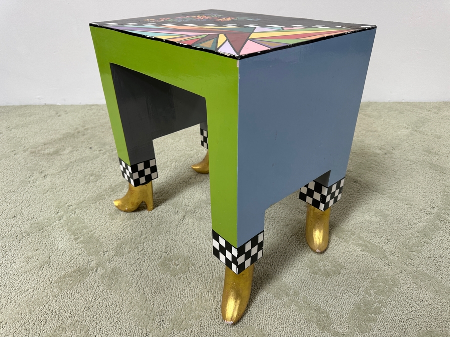 Tom's Drag Toms Company Hand Painted Drag Side Table With Footed Feet 17.5W X 13.5D X 17H [Photo 4]