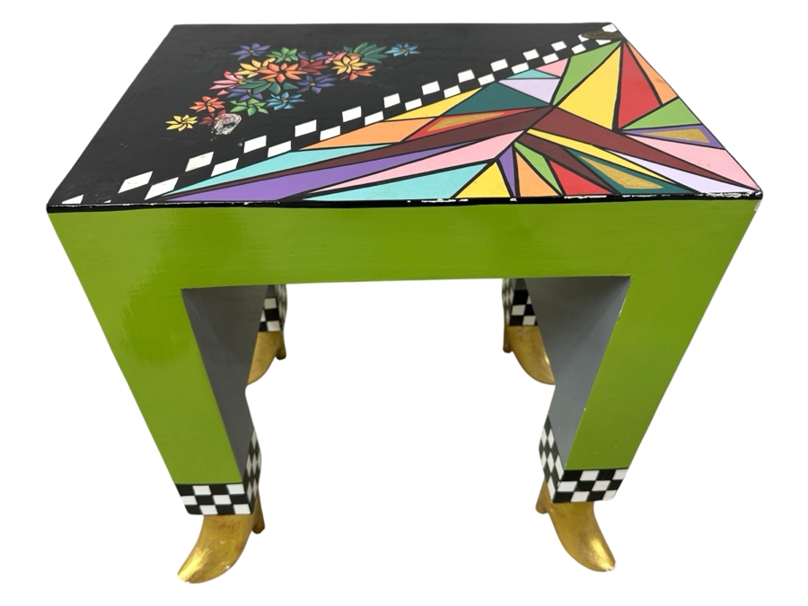 Tom's Drag Toms Company Hand Painted Drag Side Table With Footed Feet 17.5W X 13.5D X 17H