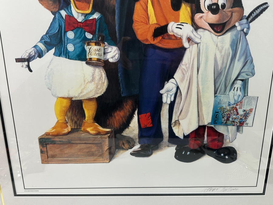 Charles Boyer (1935-2021, American) Limited Edition Artist Signed Disney Lithograph Titled 'The Barbershop Quartet - The Disney Evening Post' Featuring Mickey Mouse, Goofy, Donald Duck & Br'er Bear Numbered 76 Of 1,000 22.5 X 29 Framed 33 X 40 [Photo 6]