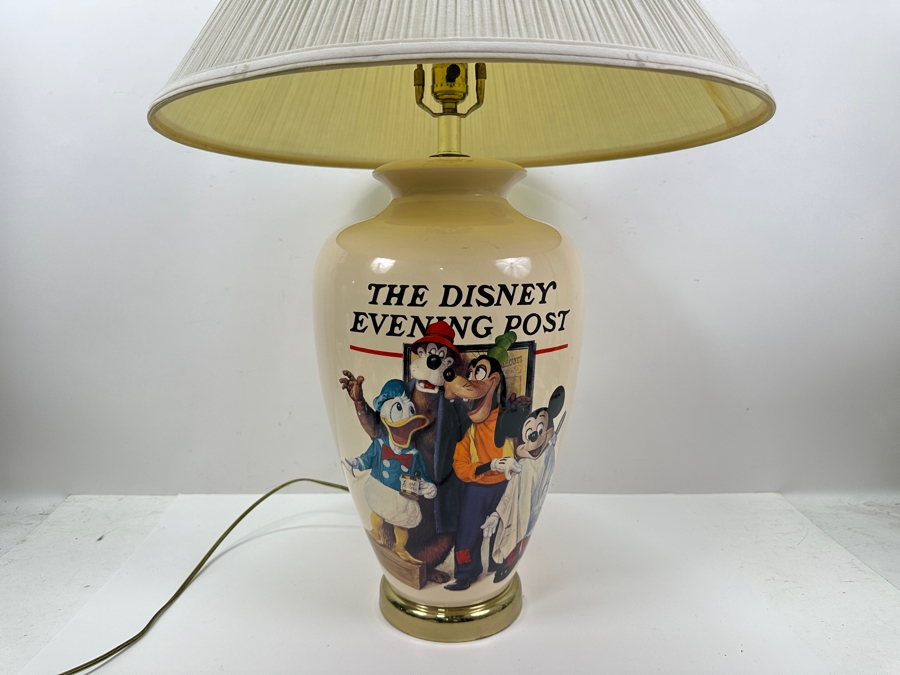 Charles Boyer (1935-2021, American) Disney Table Lamp Titled 'The Barbershop Quartet - The Disney Evening Post' Featuring Mickey Mouse, Goofy, Donald Duck & Br'er Bear 31'H [Photo 4]