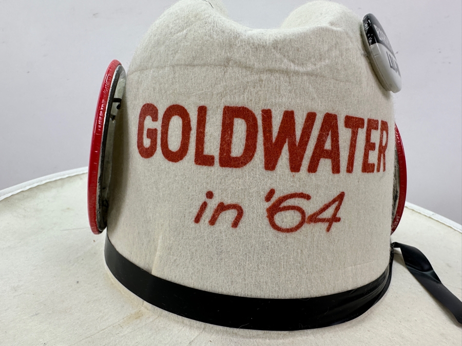 Vintage 1964 Barry Goldwater Political Campaign Hat With 3 Goldwater Buttons [Photo 8]