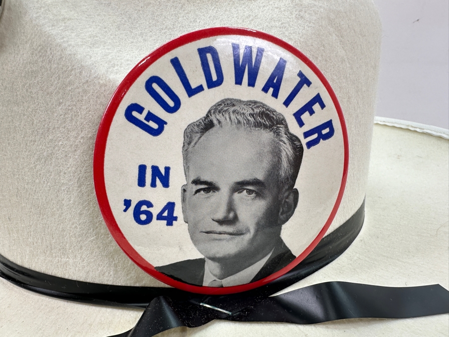Vintage 1964 Barry Goldwater Political Campaign Hat With 3 Goldwater Buttons [Photo 5]