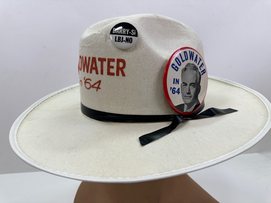 Vintage 1964 Barry Goldwater Political Campaign Hat With 3 Goldwater Buttons [Photo 4]
