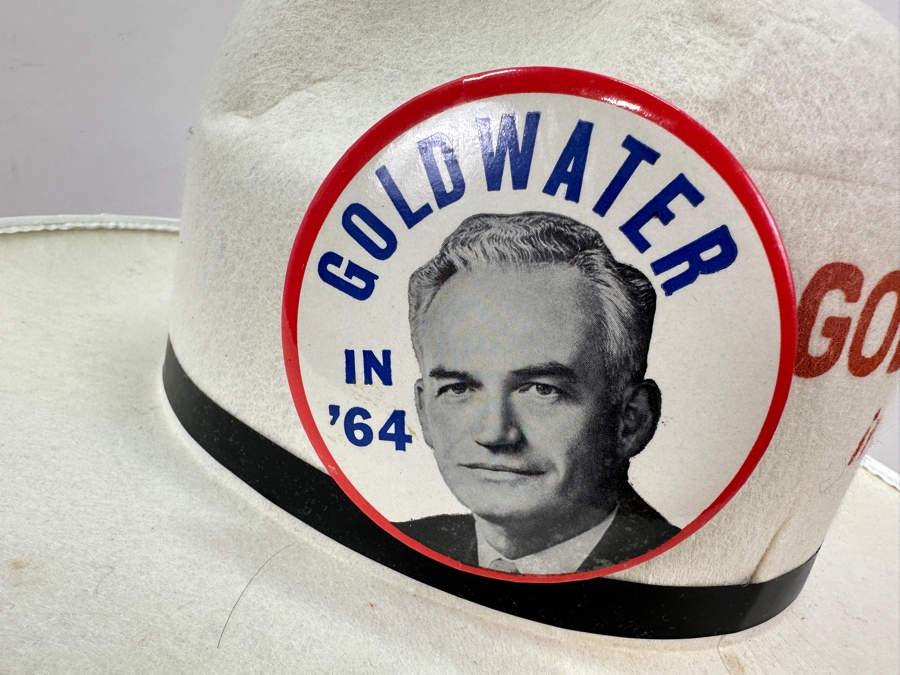 Vintage 1964 Barry Goldwater Political Campaign Hat With 3 Goldwater Buttons [Photo 7]