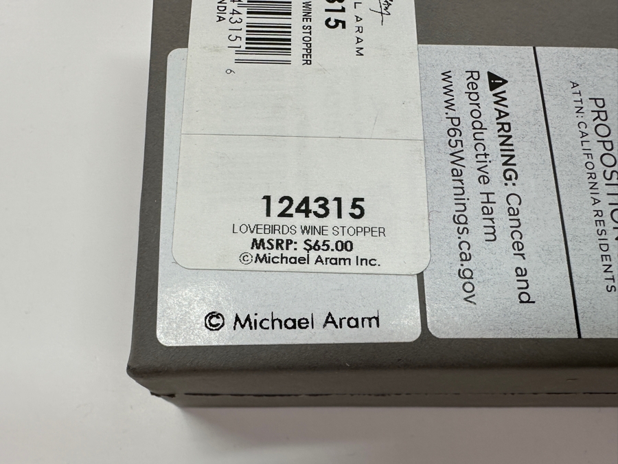 New Michael Aram Lovebirds Wine Stopper Retails $65 [Photo 6]