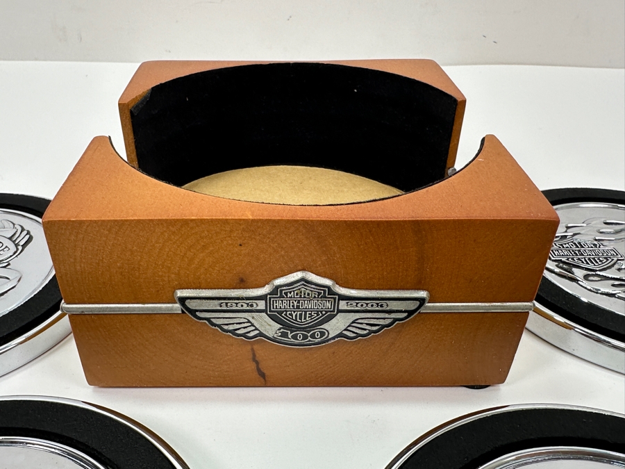 2003 Harley-Davidson Set Of Four Drink Coasters With Holder [Photo 4]