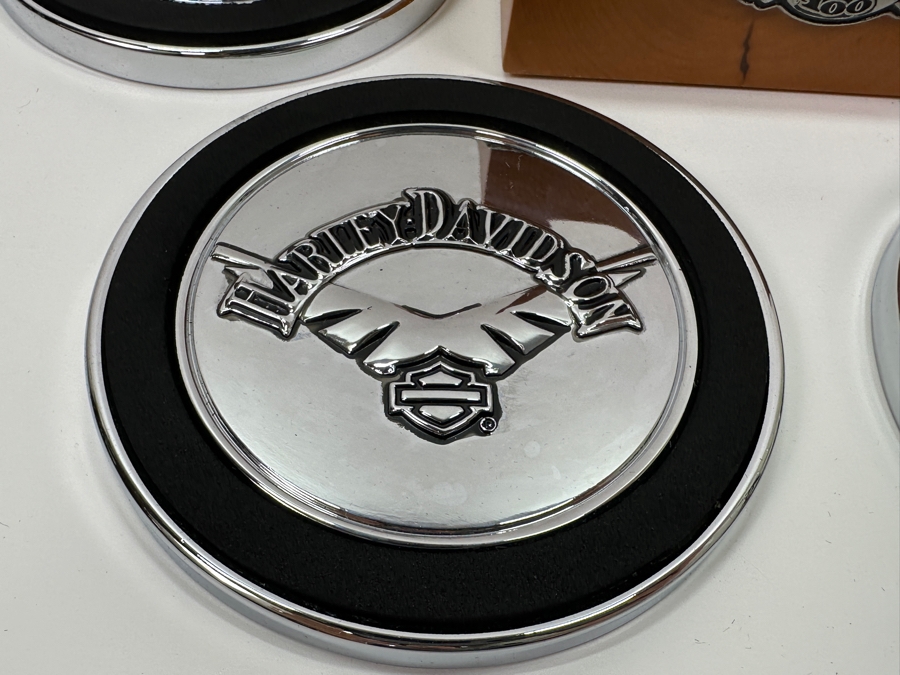 2003 Harley-Davidson Set Of Four Drink Coasters With Holder [Photo 3]
