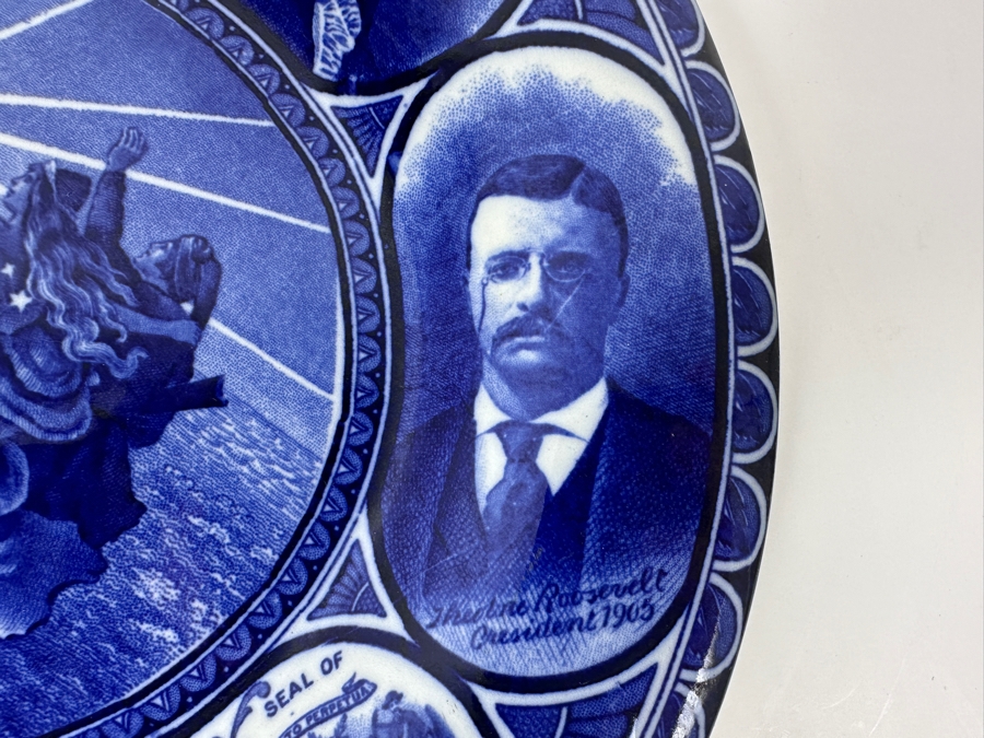Antique 1905 Souvenir Flow Blue Collector Plate Of Lewis & Clark Centennial Portland Oregon 1905 Staffordshire England 10W [Photo 8]