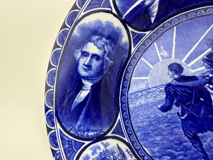 Antique 1905 Souvenir Flow Blue Collector Plate Of Lewis & Clark Centennial Portland Oregon 1905 Staffordshire England 10W [Photo 4]