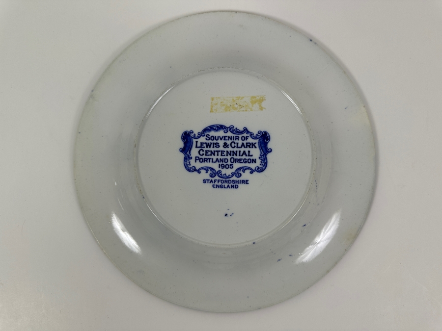 Antique 1905 Souvenir Flow Blue Collector Plate Of Lewis & Clark Centennial Portland Oregon 1905 Staffordshire England 10W [Photo 9]