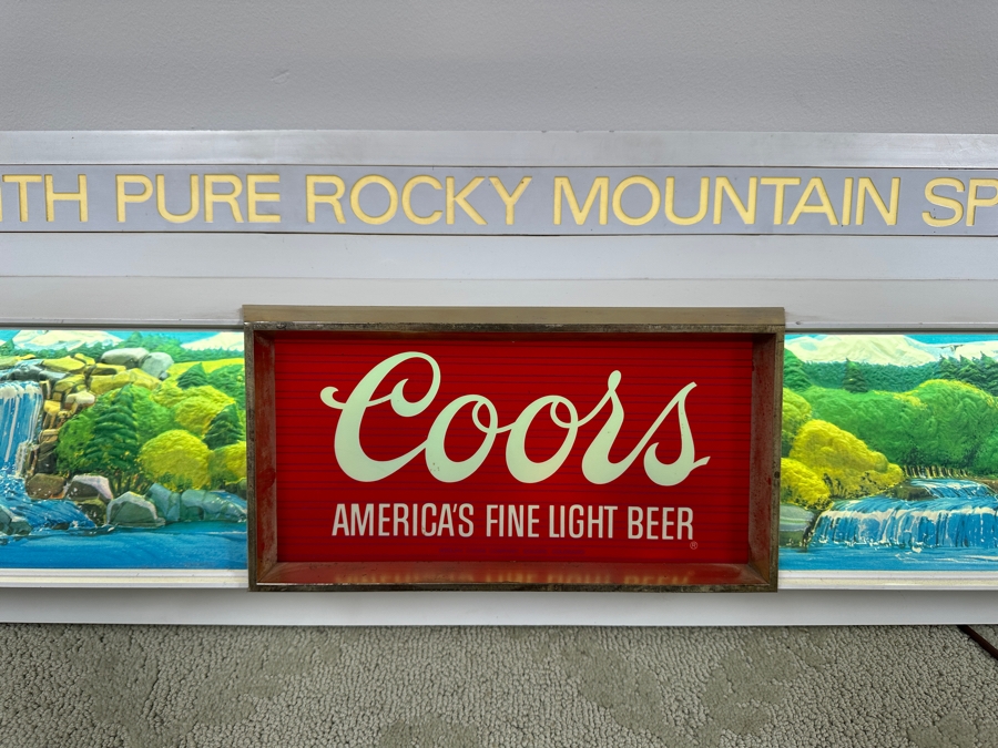 Vintage Coors Beer Advertising Illuminated Sign 'Coors America's Fine Light Beer. Brewed With Pure Rocky Mountain Spring Water' 51W X 13H X 6D [Photo 4]