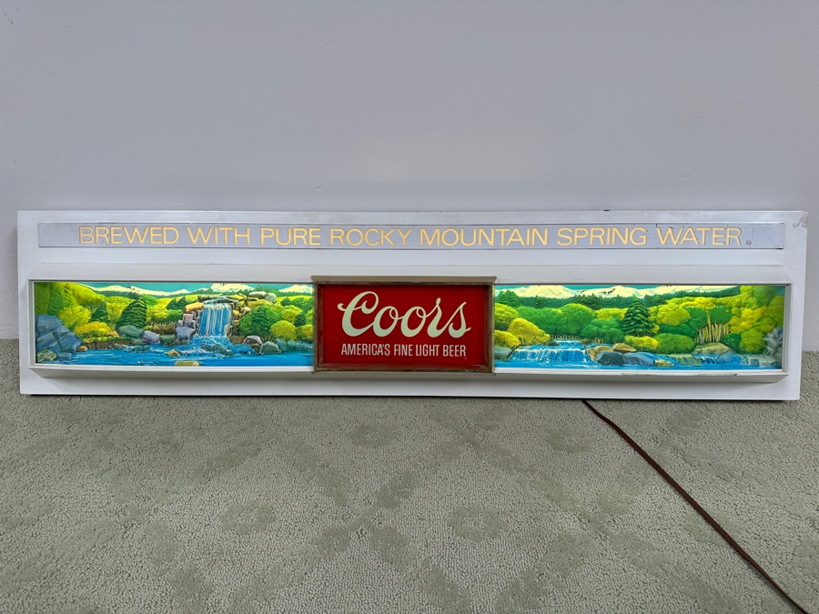 Vintage Coors Beer Advertising Illuminated Sign 'Coors America's Fine Light Beer. Brewed With Pure Rocky Mountain Spring Water' 51W X 13H X 6D [Photo 2]