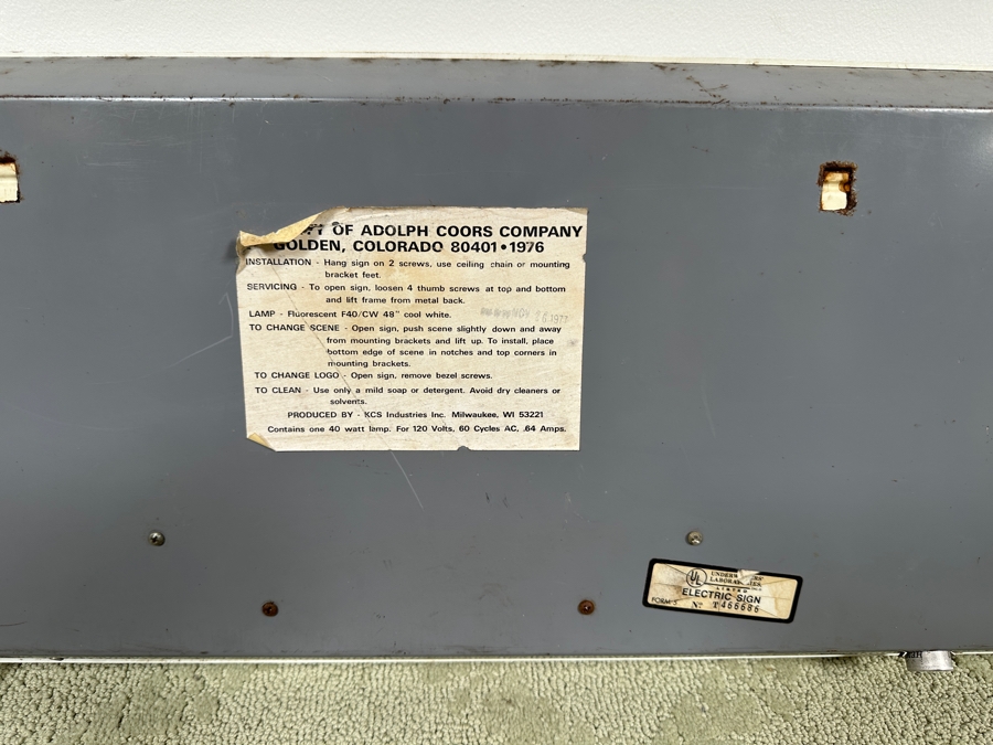 Vintage Coors Beer Advertising Illuminated Sign 'Coors America's Fine Light Beer. Brewed With Pure Rocky Mountain Spring Water' 51W X 13H X 6D [Photo 7]