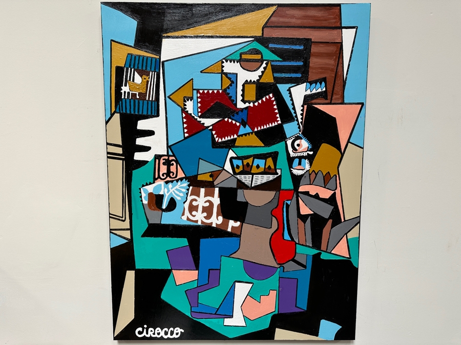 Nick Cirocco Large Original Cubist Oil Painting On Canvas Modern Abstract Cubism 3' X 4' [Photo 2]