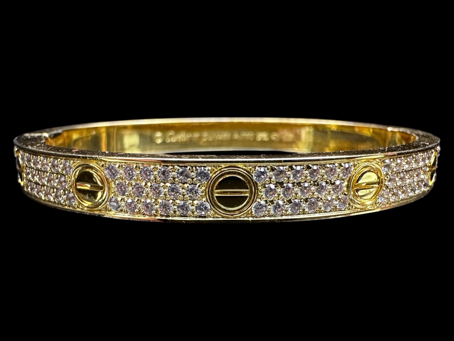 Faux Cartier Gold Tone Base Metal Bracelet