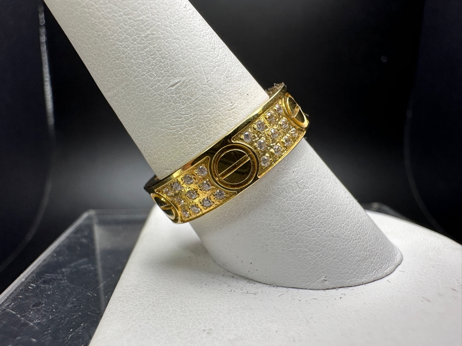 Faux Cartier Gold Tone Base Metal Ring Size 9.5 [Photo 3]