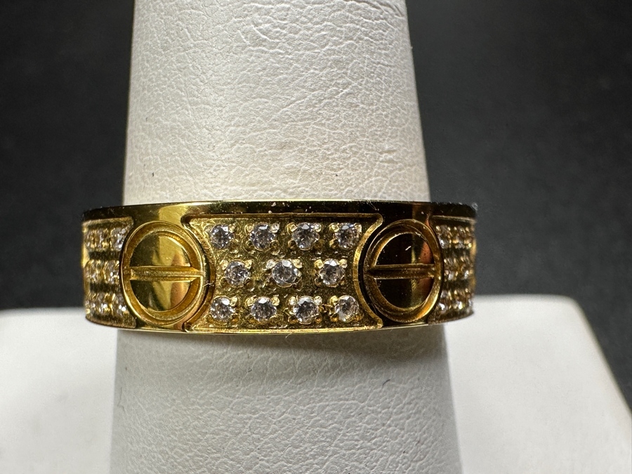 Faux Cartier Gold Tone Base Metal Ring Size 9.5 [Photo 4]