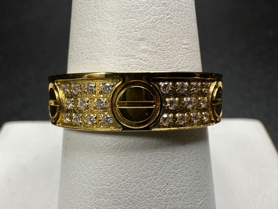 Faux Cartier Gold Tone Base Metal Ring Size 9.5 [Photo 5]