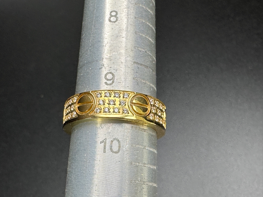 Faux Cartier Gold Tone Base Metal Ring Size 9.5 [Photo 8]