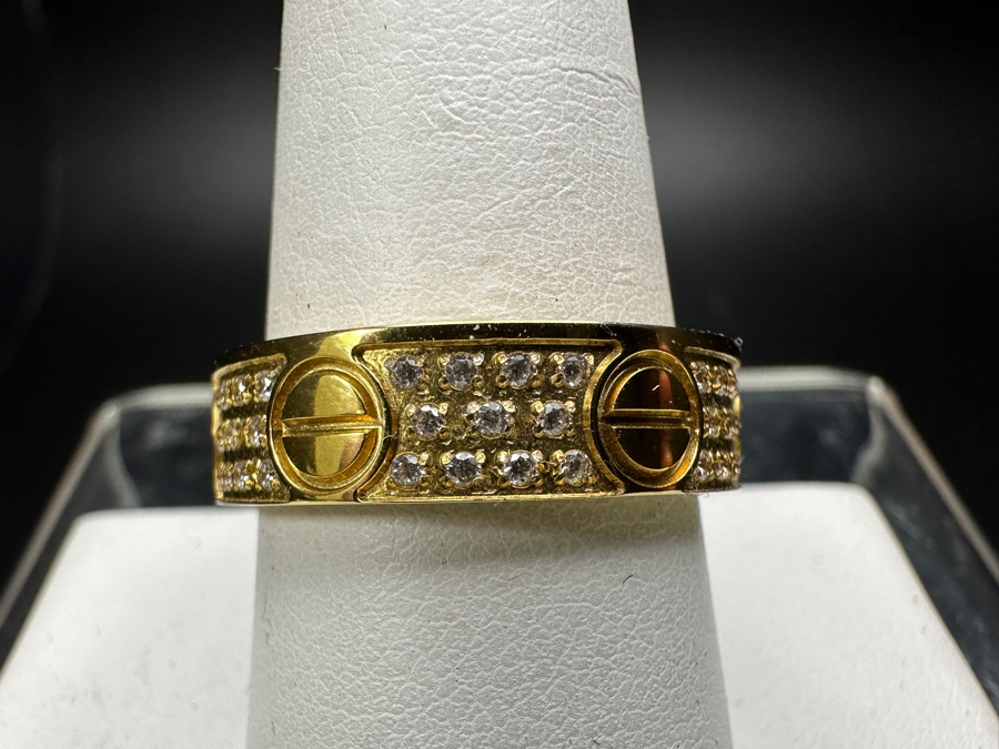 Faux Cartier Gold Tone Base Metal Ring Size 9.5 [Photo 2]