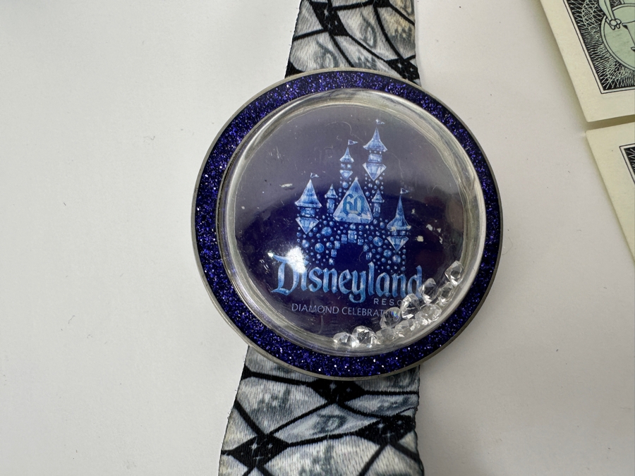 Vintage Disneyland 60 Year Anniversary Diamond Celebration With Seven Disney Trading Pins And Three $1 Disney Dollars [Photo 9]